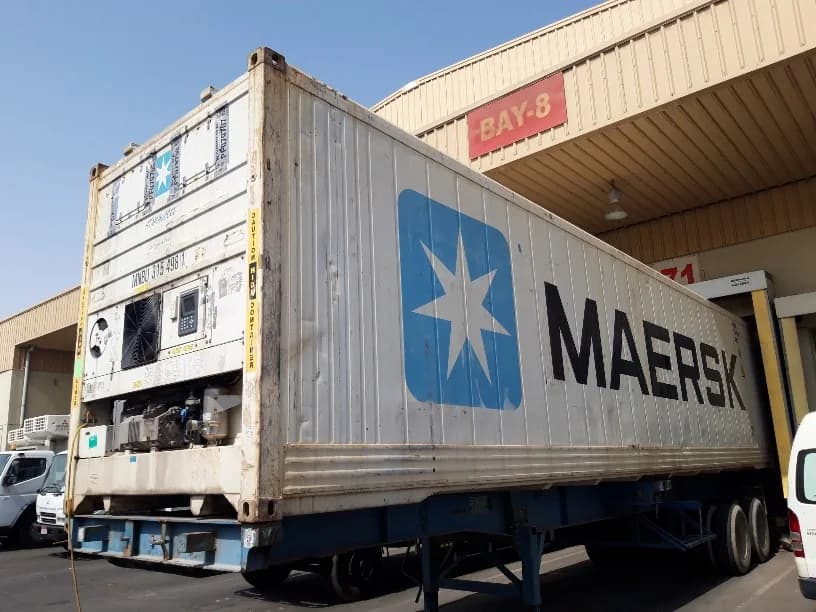 Reefer container at a cargo facility.